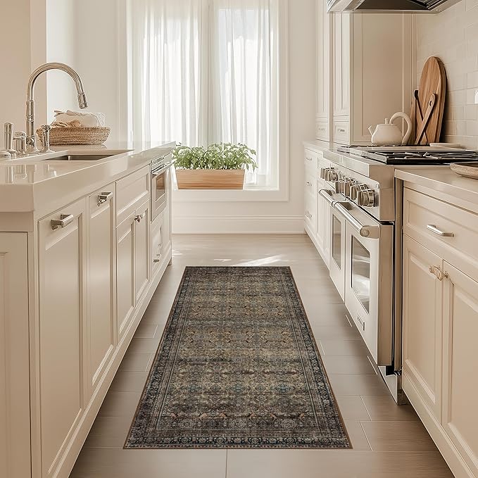 Ruaruarug Area Rug Non Slip Machine Washable Ultra Soft Living Room/Bedroom/Kitchen/Outdoor/Classroom Vintage Brown, 2'×6'