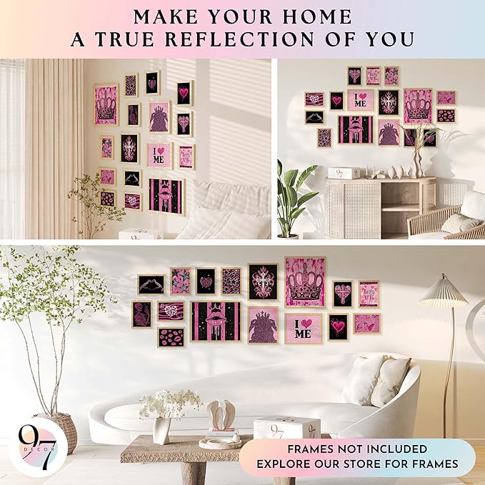 97 Decor LARGE 11x14 Hot Pink Room Decor Y2k Posters - Mcbling Trashy Y2k Room Decor Aesthetic Pictures, Cute 2000s Posters For Girls Room, Baddie Wall Art Prints For Teen Dorm Bedroom (Unframed)