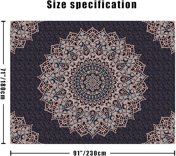 Edeesky Black Mandala Tapestry Wall Hanging Psychedelic Wall Tapestry Aesthetic Indian Hippie Decor Bohemian Art Boho Home Decoration for Bedroom,Living Room,Dorm
