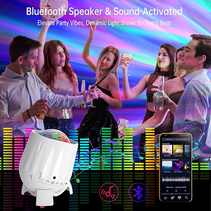 Northern Lights Projector, Aurora Star Night Light Projector for Teen Boys Girls Gifts, Star Projector with Timer/Bluetooth Speaker/White Noise, Galaxy Projector for Room Decor/Relax/Party