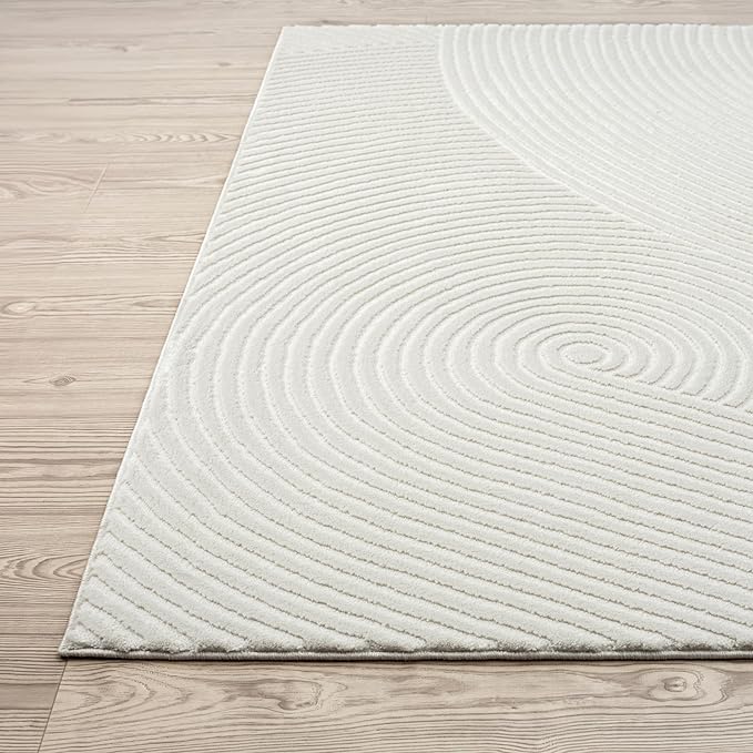 Abani Cream Area Rug for Living Room, Bedroom- Zen Reiki Pattern- 6' Round -Durable & Easy to Clean