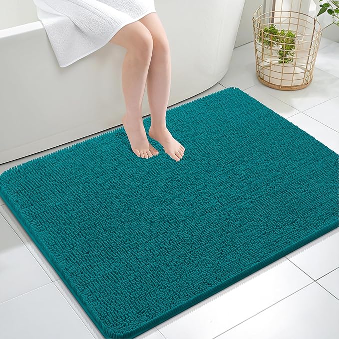 OLANLY Large Bathroom Rugs 40x32, Extra Soft Absorbent Chenille Bath Rugs, Rubber Backing Quick Dry, Machine Washable Bath Mats for Bathroom Floor, Tub and Shower, Home Decor Accessories, Deep Lake