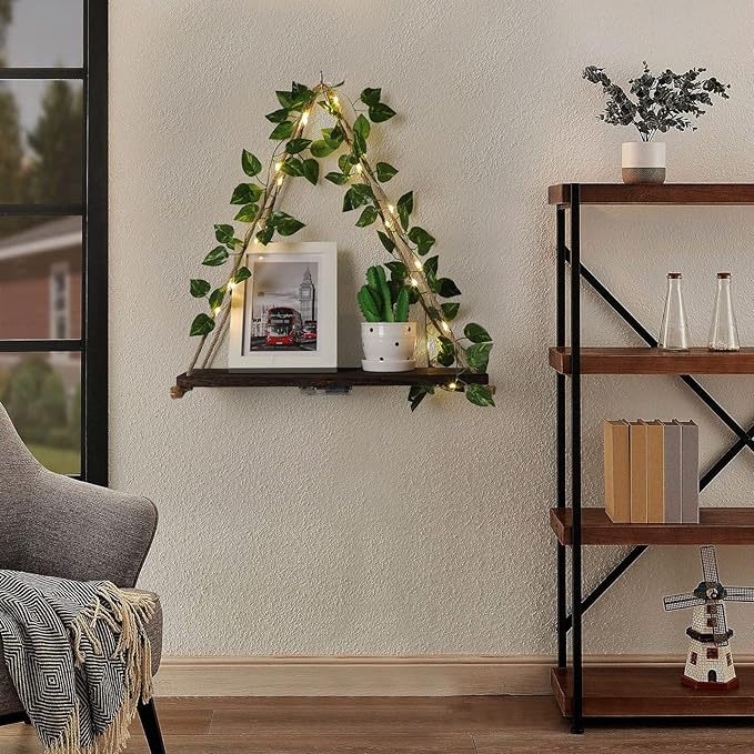 JOPSTDI Floating Shelves for Wall,Plant Wall Decor,Hanging Shelf,Cottage Core Decor,Room Decor Aesthetic,Trinket Shelf,Hanging Shelves,Floating Shelves for No Drilling,Two-Piece Set