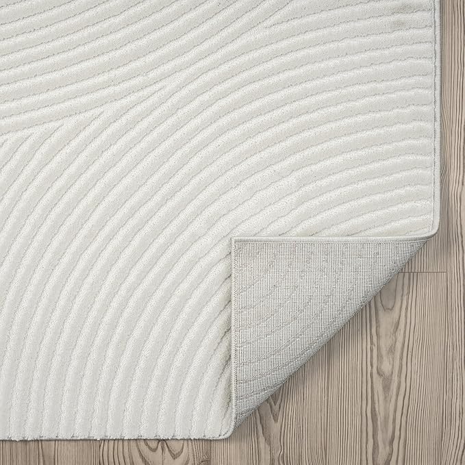 Abani Neutral Cream Area Rug 5' x 8' | White Luxury Zen Carpet | Minimalist Ivory Rugs for Bedroom, Living Room and Dining