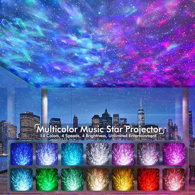 Rossetta Star Projector, Galaxy Projector for Bedroom Nebula Night Light Projector with White Noise, Bluetooth Speaker, Timer and Remote, Room Decor, Gifts for Kids, Adults, Birthday, Party, Easter