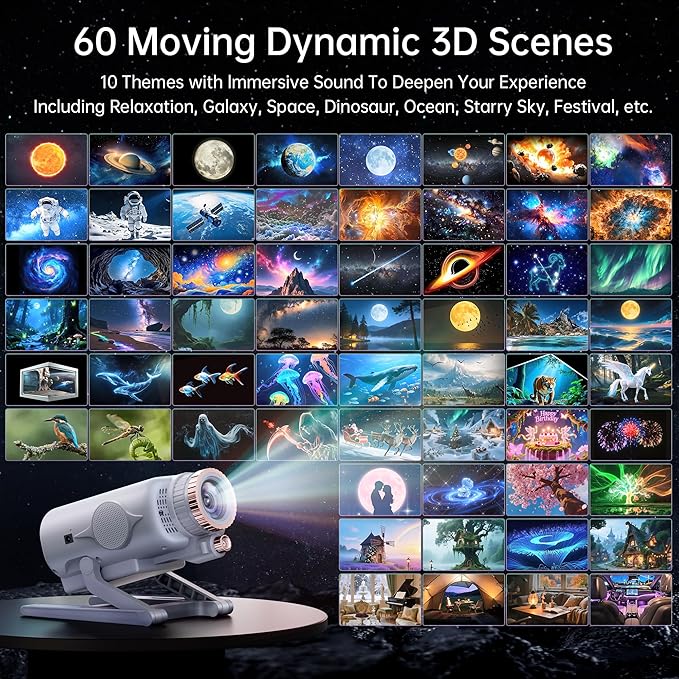 Homelist Sleep Aid Night Light for Kids & Adults with White Noise & Bluetooth Speaker, 60 Scenes Galaxy Star Projector Light Gifts for Bedroom Relaxation, Party, Birthday, White