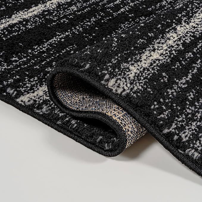 JONATHAN Y Williamsburg Minimalist Stripe Black/Cream Indoor Area Rug, 4x6, Contemporary, Modern, Easy-Cleaning for Living Room, Bedroom, Kitchen, Pet Friendly, Non-Shedding (MOH201F-4)