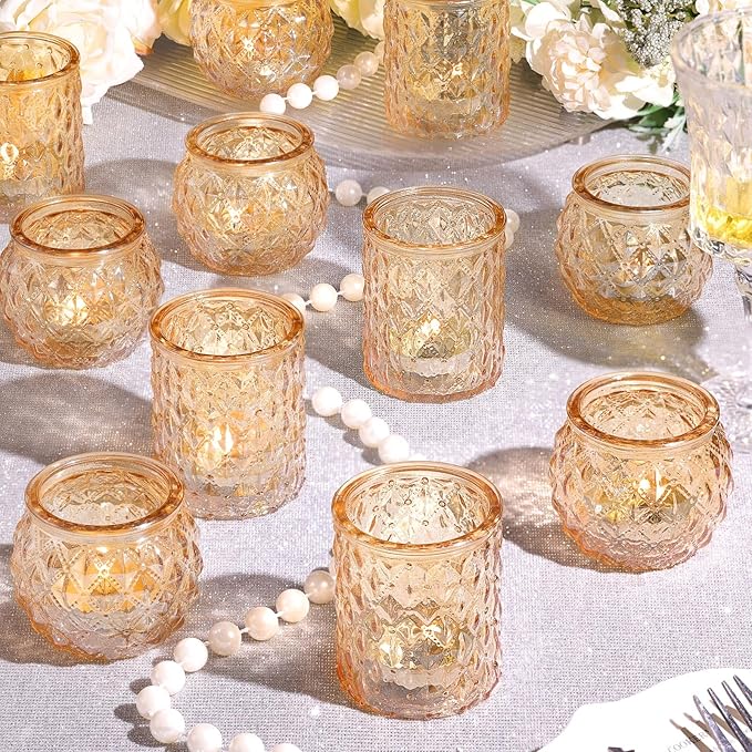 NITIME 12Pcs Assorted Gold Votive Candle Holders, Tea Light Candle Holder for Table Centerpiece, Gold Candle Holders for Wedding Centerpieces, Brithday and Holiday Decorations