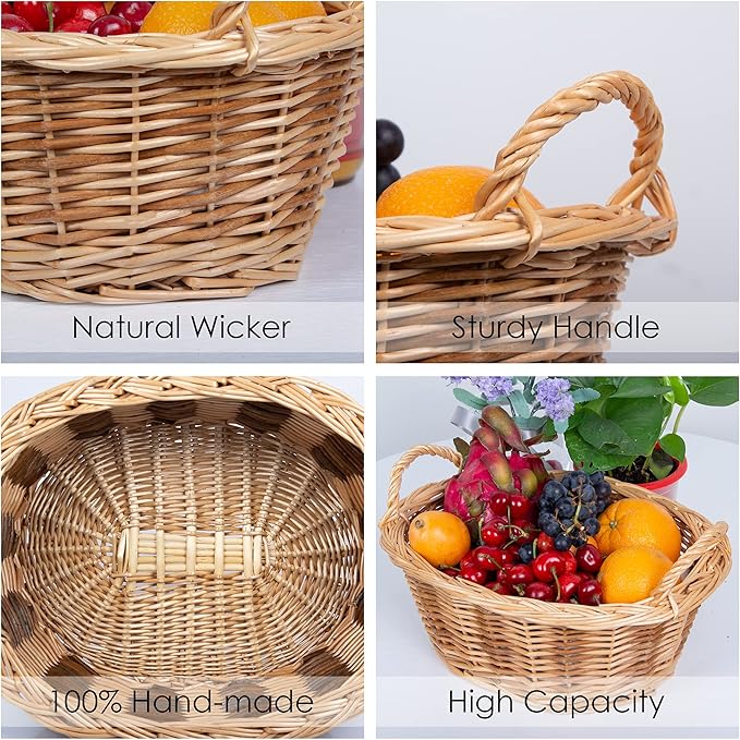 Rurality Medium Baskets for Gifts Empty to Fill Chocolate Nuts for Women, Holiday,Easter,Mother's Day,Birthday,Present basket with Handle for Bread,Fruits