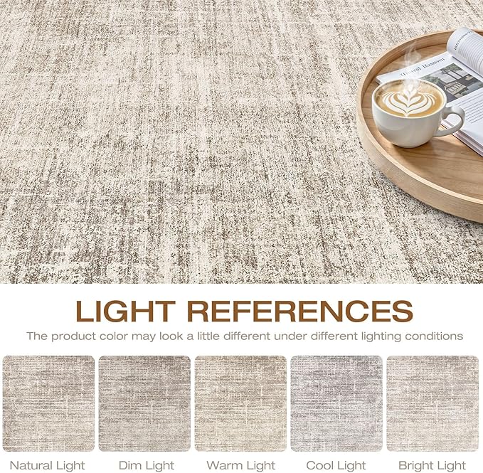 5x7 Area Rugs Living Room: Washable Large Neutral Brown Rug Abstract Soft Modern Stain Resistant Indoor Floor Non-Slip Carpet for Bedroom Nursery Kids Office Playroom Dining Room Under Table Home