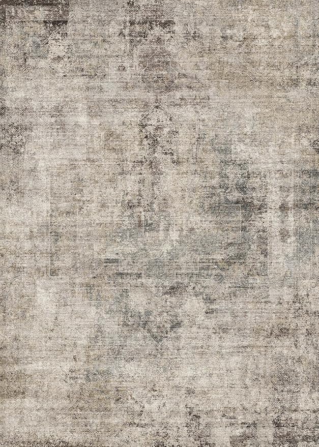 Hazo Haus Taupe Farmhouse 6x8 Area Rug for Bedroom & Living Room, Washable Rug for Dining Room Under Table, Soft Low Pile Boho Indoor Décor, Fade & Stain Resistant