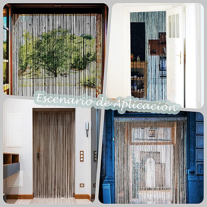 YaoYue Beaded Curtain Door String Curtains for Doorway Tassels Beads Hanging Fringe Hippie Room Divider Window Hallway Entrance Wall Closet Bedroom Privacy Decor (39×79in/100×200cm, Coffee)