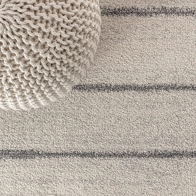 JONATHAN Y Williamsburg Minimalist Stripe Cream/Gray Indoor Area Rug, 8x10, Contemporary, Modern, Easy-Cleaning for Living Room, Bedroom, Kitchen, Pet Friendly, Non-Shedding (MOH201A-8)