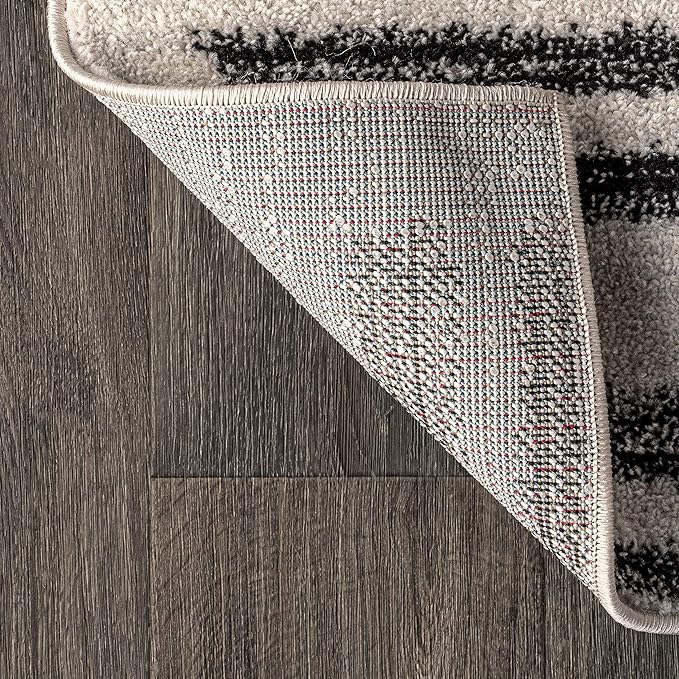 JONATHAN Y Khalil Modern Berber Stripe Cream/Black Runner Rug, 2x20, Contemporary, Bohemian, Easy-Cleaning for Living Room, Bedroom, Kitchen, Pet Friendly, Non-Shedding (MOH207A-220)