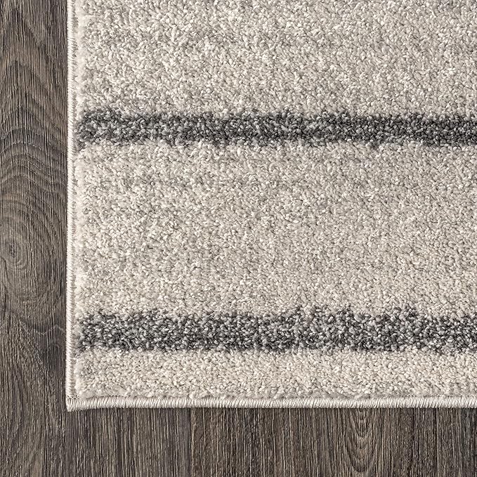 JONATHAN Y Williamsburg Minimalist Stripe Cream/Gray Runner Rug, 2x8, Contemporary, Modern, Easy-Cleaning for Living Room, Bedroom, Kitchen, Pet Friendly, Non-Shedding (MOH201A-28)
