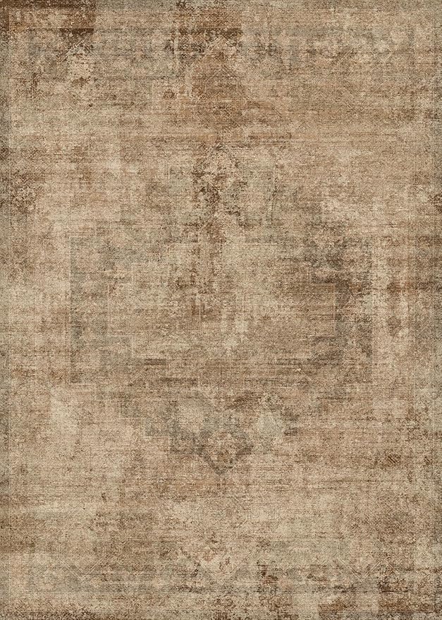 Hazo Haus Large Gold Brown Area Rug for Living Room Table – Rustic Farmhouse 10x14 Extra Large Washable Rug for Dining Room, Bedroom Under Bed, Non-Slip with Rubber Backing & Stain Resistant