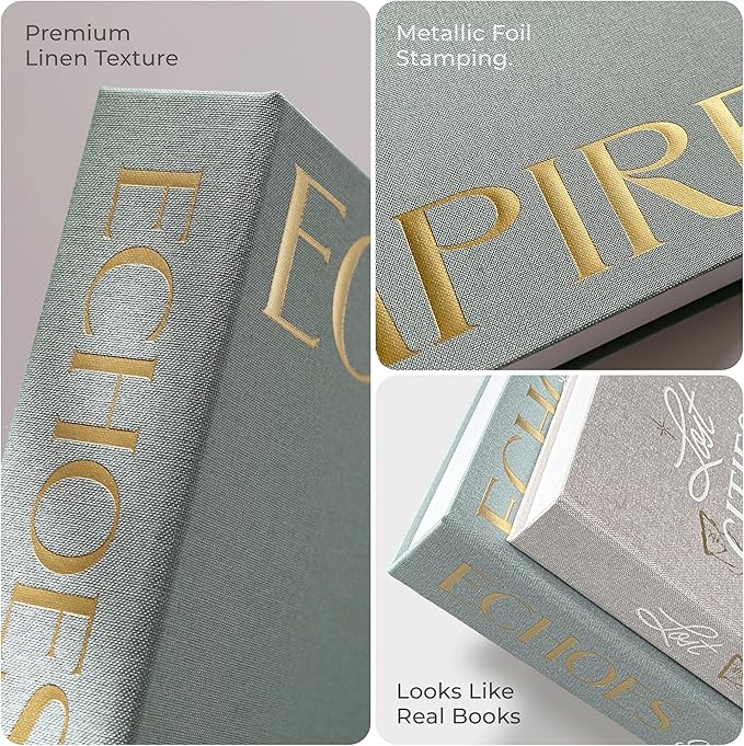Decorative Books for Home Decor – Beige & Grey Linen Faux Books for Decoration: Aesthetic Fake Book Shelf, Living Room, Mantle, Entryway & Coffee Table Decor – Stack Faux Book Storage Box, Set of 2