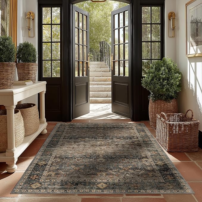 Ruaruarug Area Rug Non Slip Machine Washable Ultra Soft Living Room/Bedroom/Kitchen/Outdoor/Classroom Camel, 5'×7'
