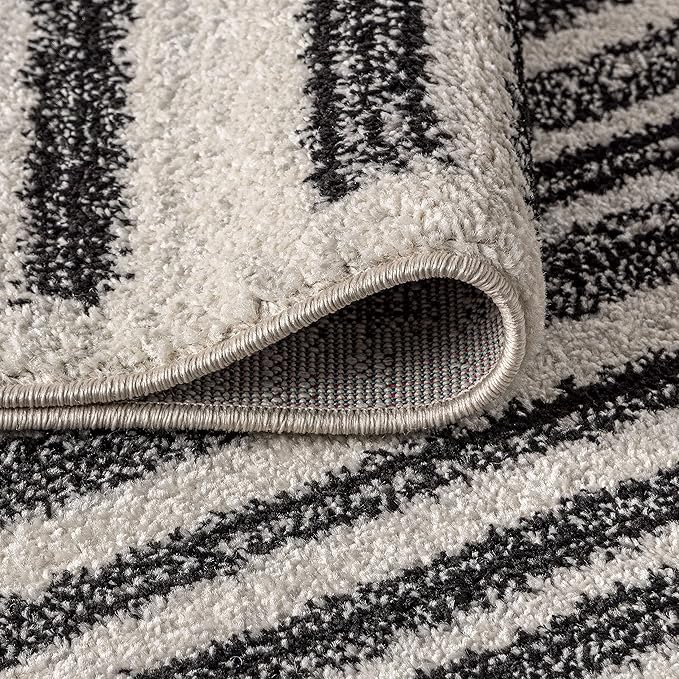 JONATHAN Y Khalil Modern Berber Stripe Cream/Black Runner Rug, 2x20, Contemporary, Bohemian, Easy-Cleaning for Living Room, Bedroom, Kitchen, Pet Friendly, Non-Shedding (MOH207A-220)