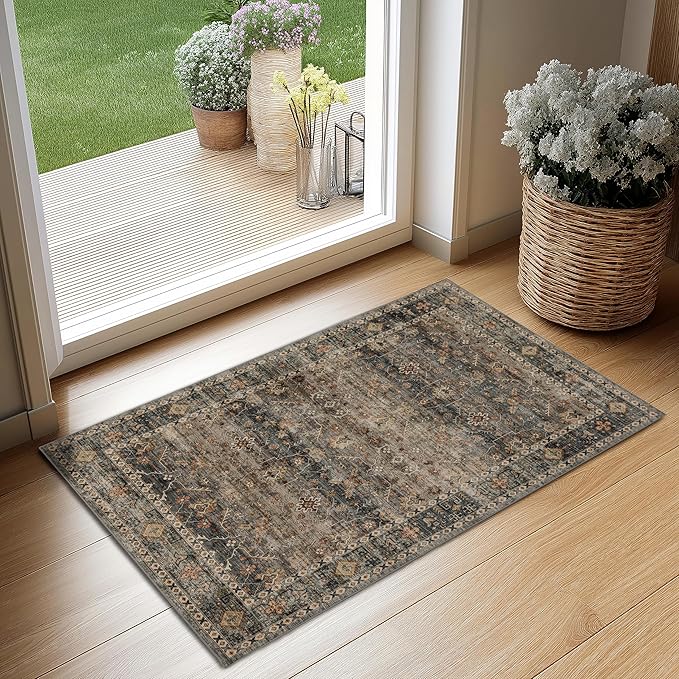 Ruaruarug Area Rug Non Slip Machine Washable Ultra Soft Living Room/Bedroom/Kitchen/Outdoor/Classroom Camel, 2'×3'