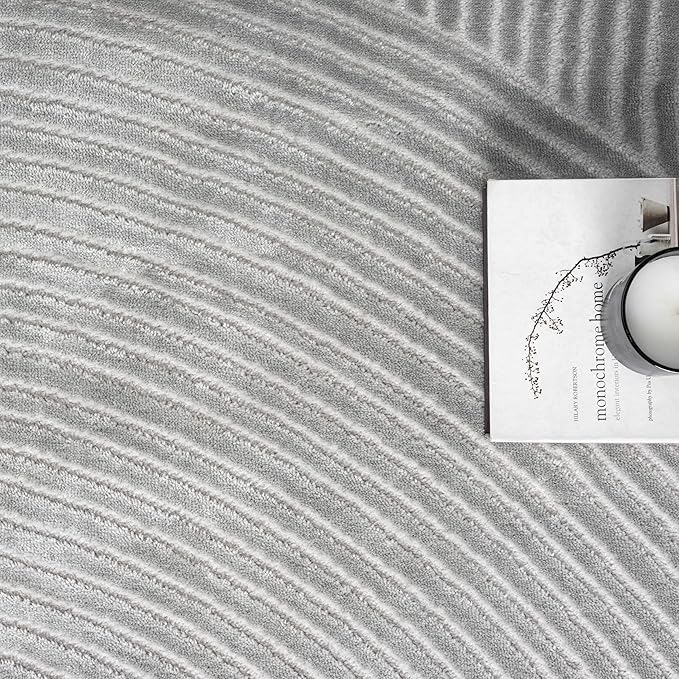 Abani Grey Area Rug for Living Room, Bedroom - Zen Reiki Pattern- 8' x 10' -Durable & Easy to Clean